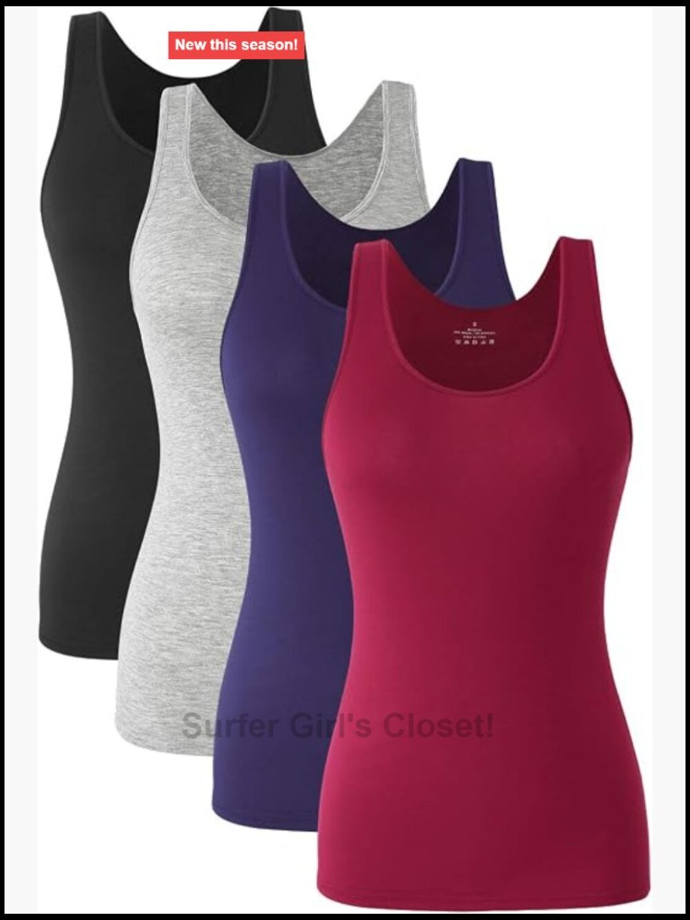 Women's Basic Tank Tops 4-Pack Lightweight Camis Sleeveless Undershirts Scoop